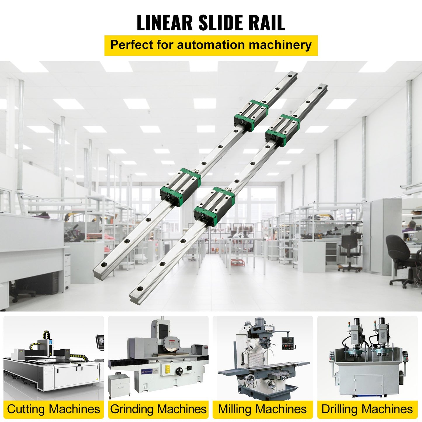 2PCS Linear Rail 0.78-66 Inch, Linear Bearings and Rails with 4PCS HSR20 Bearing Blocks, Linear Slide Rails Plus for DIY CNC Routers Lathes Milling Machines, Linear Slide Kit Fits XYZ Axis