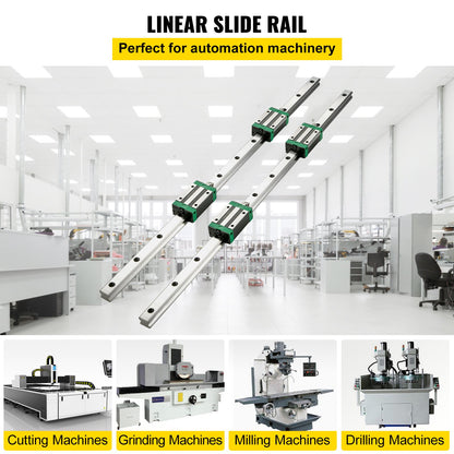 2PCS Linear Rail 0.78-66 Inch, Linear Bearings and Rails with 4PCS HSR20 Bearing Blocks, Linear Slide Rails Plus for DIY CNC Routers Lathes Milling Machines, Linear Slide Kit Fits XYZ Axis