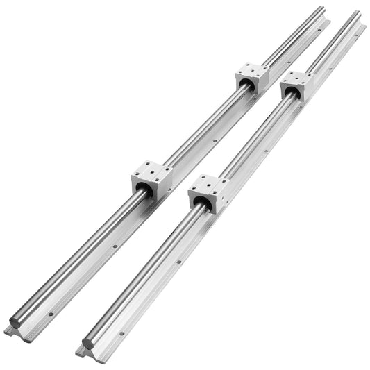Linear Guide Rails, SBR12 1000mm, 2PCS 39.4inch/1000mm SBR12 Guide Rails and 4PCS SBR12UU Slide Blocks, Linear Rails and Bearing Kit for Automated Machines DIY Project CNC Router Machines