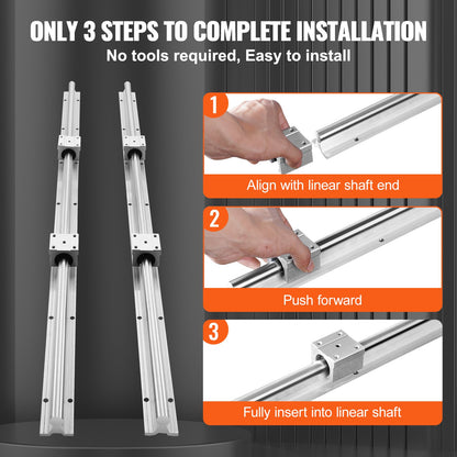 Linear Guide Rails, SBR16 800mm, 2PCS 31.5inch/800mm SBR16 Guide Rails and 4PCS SBR16UU Slide Blocks, Linear Rails and Bearing Kit for Automated Machines DIY Project CNC Router Machines