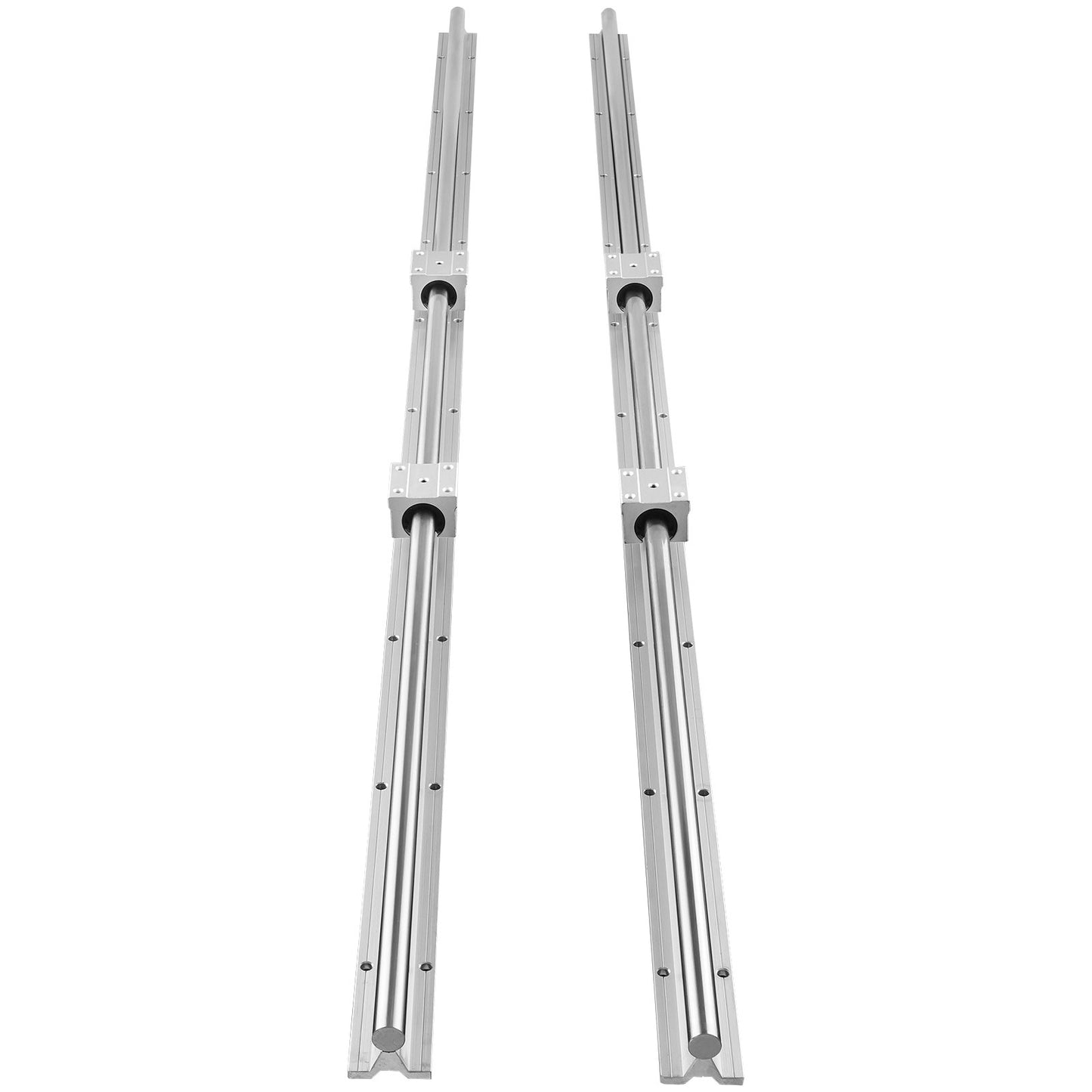 Linearführungsschienen, SBR20 1500 mm, 2 Stück 59 Zoll/1500 mm SBR20-Führungsschienen und 4 Stück SBR20UU-Gleitblöcke, Linearschienen und Lagersatz für automatisierte Maschinen, DIY-Projekt-CNC-Fräsmaschinen