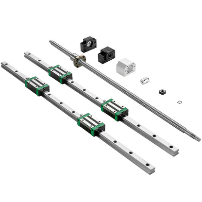 Linjär styrskena 2st HGR20-1000mm linjär glidskena med 1st RM1605-1000mm kulskruv med BF12/BK12 kit linjär glidskena styrskena fyrkantig för DIY CNC-routrar Svarvar