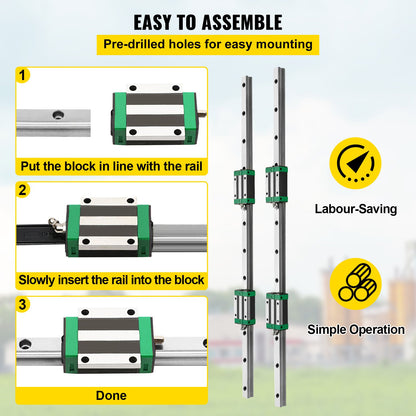 Linear Guide Rail 2pcs HGR20-1700mm Linear Slide Rail with 1pcs RM1605-1700mm Ball Screw with BF12/BK12 Kit Linear Slide Rail Guide Rail Square for DIY CNC Routers Lathes