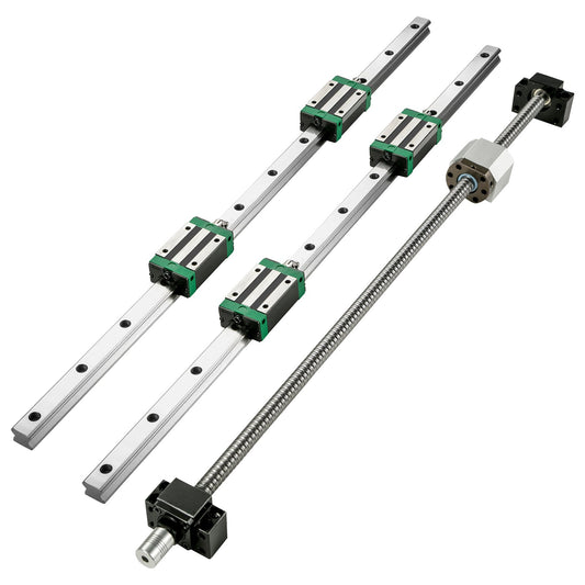 Linear Guide Rail 2pcs HGR20-1700mm Linear Slide Rail with 1pcs RM1605-1700mm Ball Screw with BF12/BK12 Kit Linear Slide Rail Guide Rail Square for DIY CNC Routers Lathes