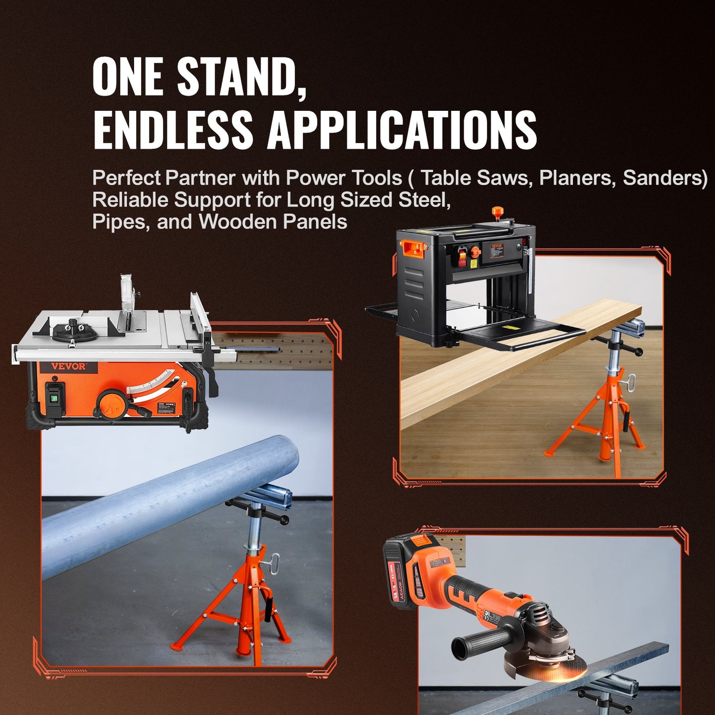Roll Stand, Heavy Duty 2500 LBS Load Capacity, 27.6"-52" Height Adjustable, 45# Steel Foldable Roll Support Stand for Pipe, Wood Boards