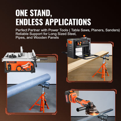 Roll Stand, Heavy Duty 2500 LBS Load Capacity, 27.6"-52" Height Adjustable, 45# Steel Foldable Roll Support Stand for Pipe, Wood Boards