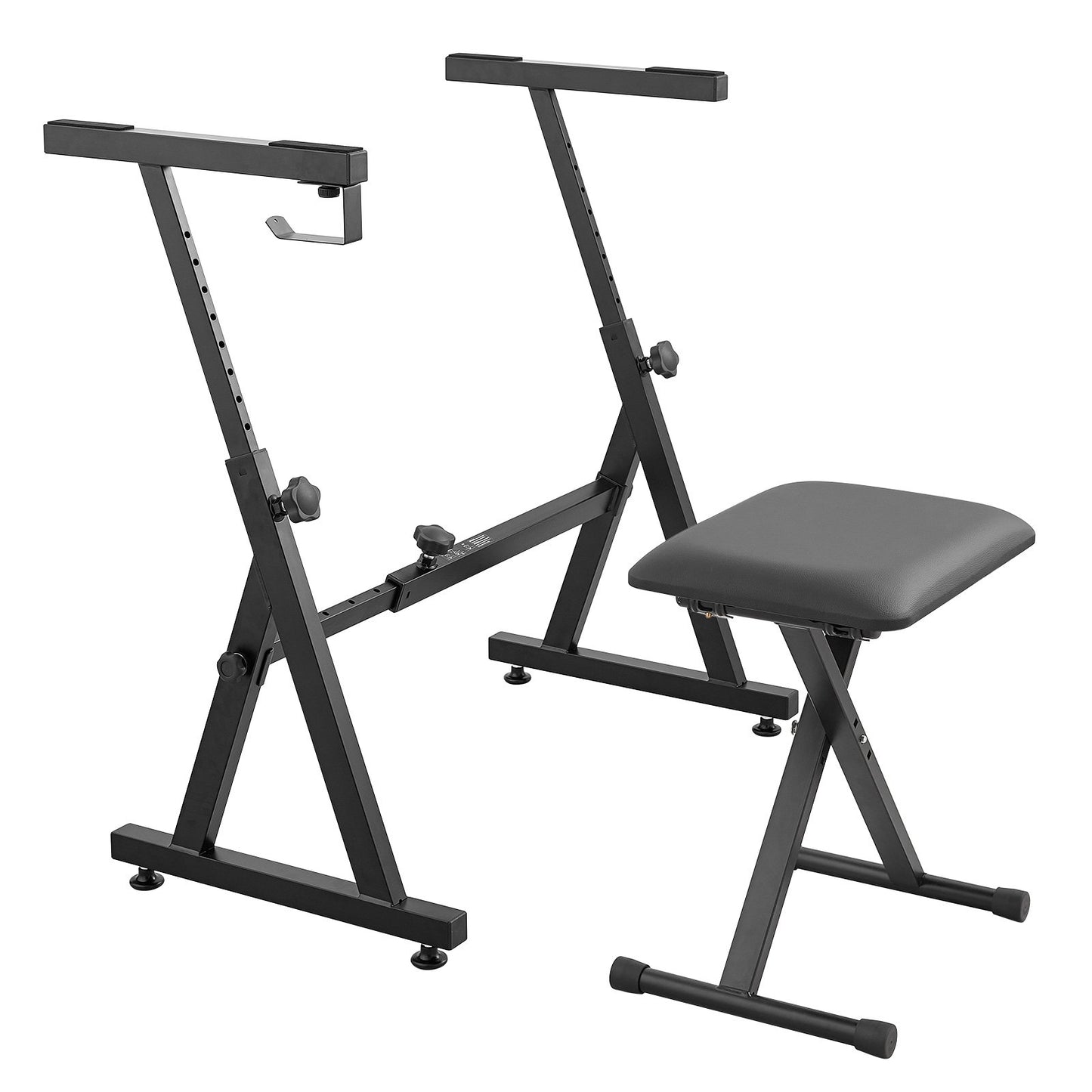 Piano Keyboard Stand and Bench Set, Z Style, Heavy Duty Digital Piano Music Stand and Seat, 250 lbs Capacity with Adjustable Piano Bench Width Height Wheels, Fits for 54-88 Keys Electric Pianos