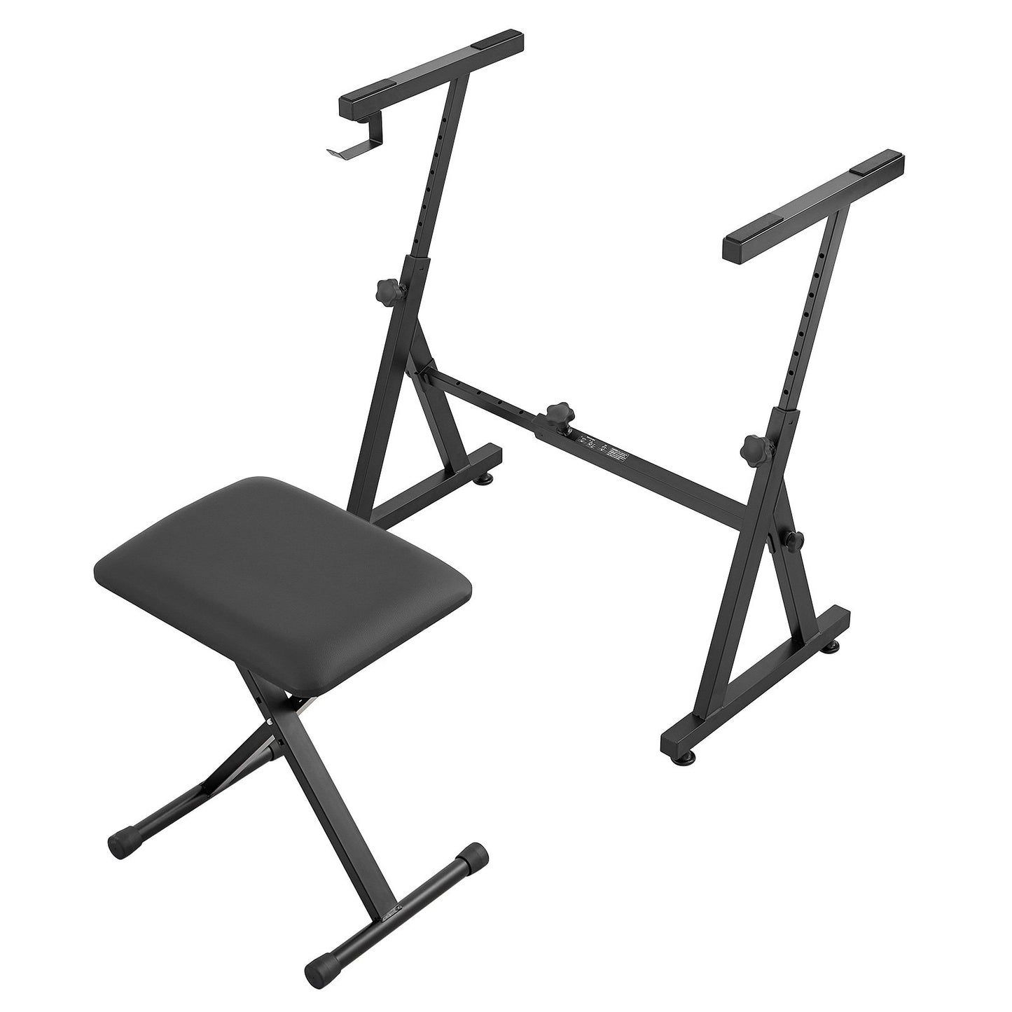 Piano Keyboard Stand and Bench Set, Z Style, Heavy Duty Digital Piano Music Stand and Seat, 250 lbs Capacity with Adjustable Piano Bench Width Height Wheels, Fits for 54-88 Keys Electric Pianos