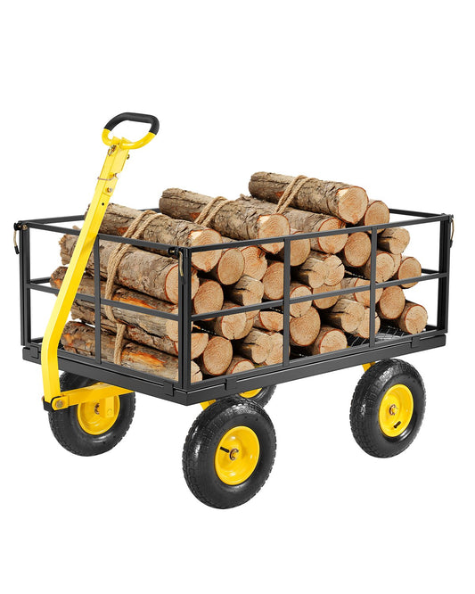 Steel Garden Cart 1400lb Capacity Heavy Duty Yard Wagon Cart 13in Tires