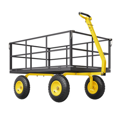 Steel Garden Cart 1400lb Capacity Heavy Duty Yard Wagon Cart 13in Tires