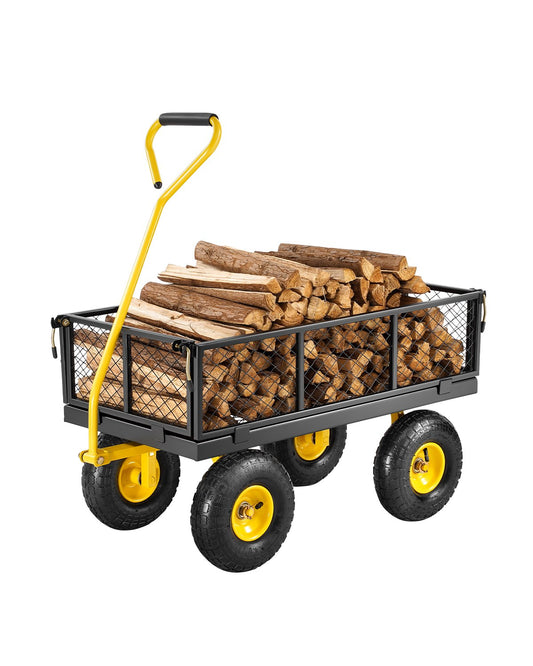 Steel Garden Cart 500lb Capacity Heavy Duty Yard Wagon Cart 10in Tires
