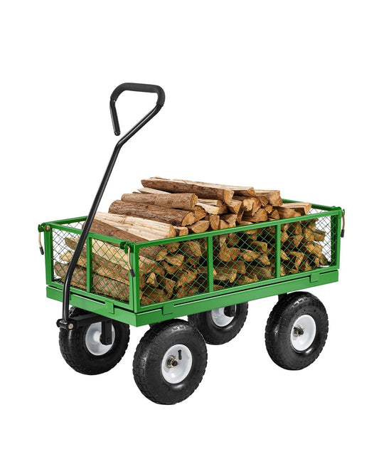 Steel Garden Cart 680lb Capacity Heavy Duty Yard Wagon Cart 10in Tires