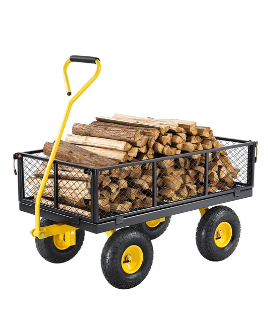 Steel Garden Cart 900lb Capacity Heavy Duty Yard Wagon Cart 10in Tires
