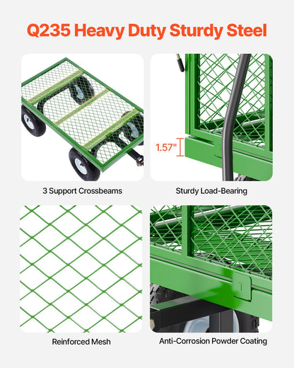 Steel Garden Cart 900lbs Capacity Heavy Duty Wagon Cart 10in Tires