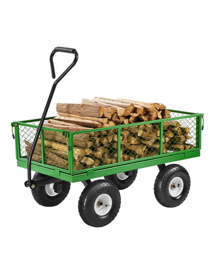 Steel Garden Cart 900lbs Capacity Heavy Duty Wagon Cart 10in Tires