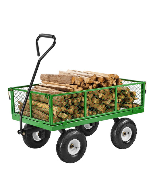 Steel Garden Cart 900lbs Capacity Heavy Duty Wagon Cart 10in Tires
