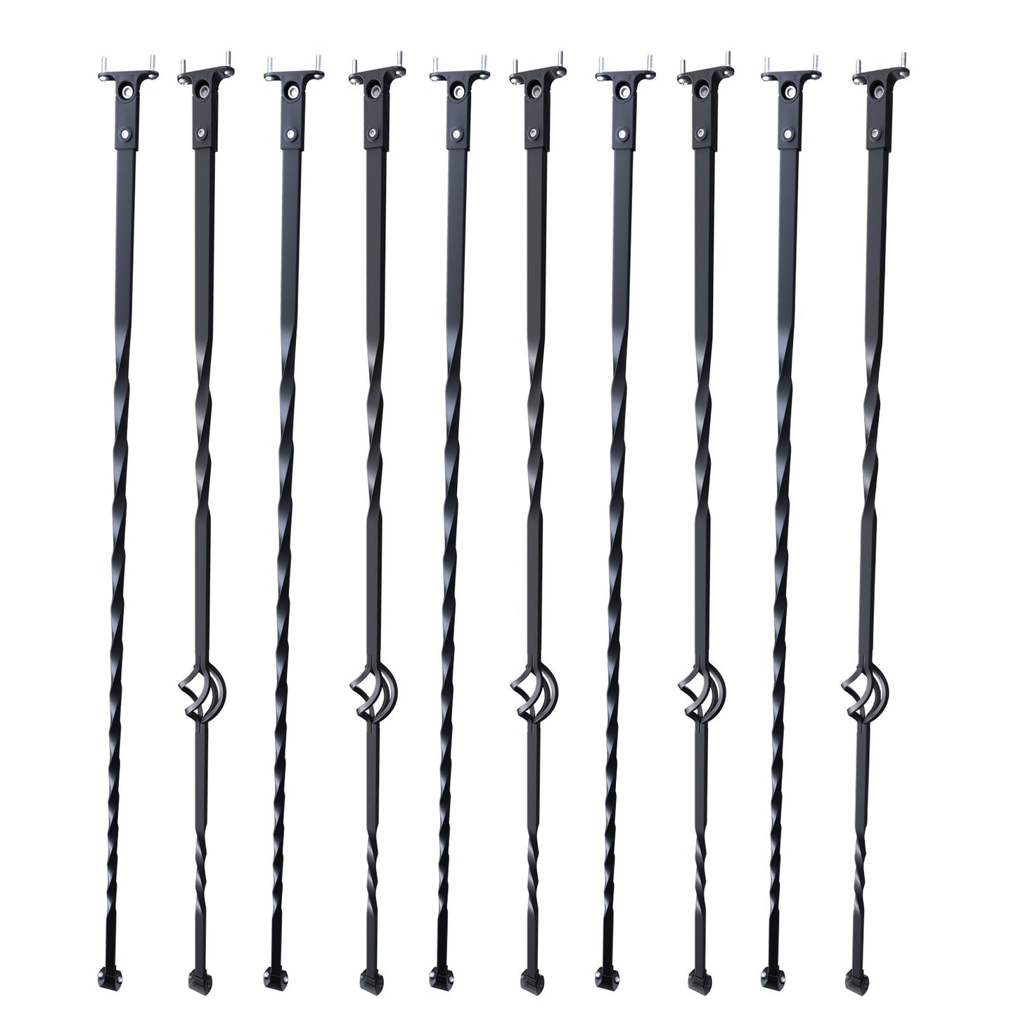 Trappa metallbalustrar, 44'' x 1/2" galvaniserat stål dekorativa räckespindlar, 10-pack däcksräcke med ihåliga enkla korgar, vridningar, spiraltrappräcke med skor och skruvar