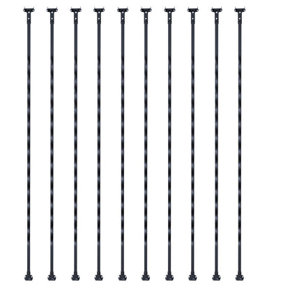 Trappstolar i metall, 44 tum x 1/2 tum galvaniserat stål dekorativa räckespindlar, 10-pack däcksräcke med ihåliga vridningar, satängsvart spiraltrappräcke med skor och skruvar
