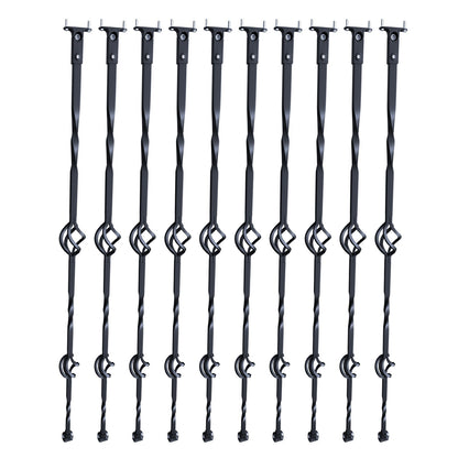 Trappstolar i metall, 44 tum x 1/2 tum galvaniserat stål dekorativa räckespindlar, 10-pack däcksräcken med ihåliga dubbla korgar, spiraltrappräcke med skor och skruvar