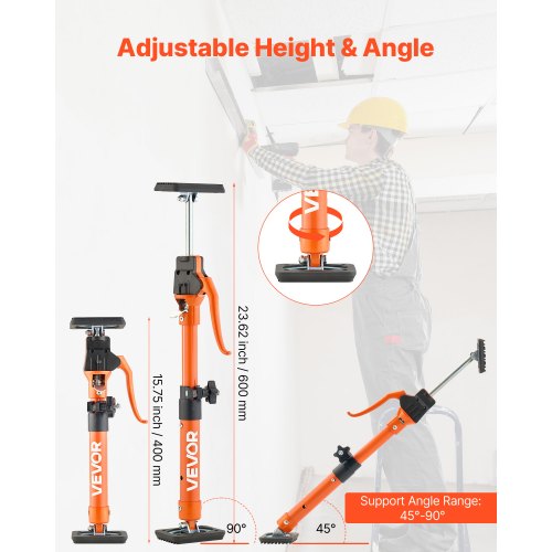 Skåpdomkraftsstöd, 2-pack, 40-60 cm teleskopisk snabbstödstång i stål, justerbart 3:e handssystem upp till 100 kg kapacitet för installation av skåp, lyft av gipsväggar, laststänger |  EU