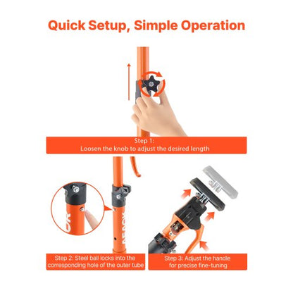 Skåpdomkraftsstöd, 2-pack, 40-60 cm teleskopisk snabbstödstång i stål, justerbart 3:e handssystem upp till 100 kg kapacitet för installation av skåp, lyft av gipsväggar, laststänger |  EU