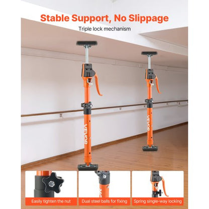 Skåpdomkraftsstöd, 2-pack, 48-75 cm teleskopisk snabbstödstång i stål, justerbart 3:e handssystem upp till 100 kg kapacitet för installation av skåp, lyft av gipsväggar, laststänger |  EU