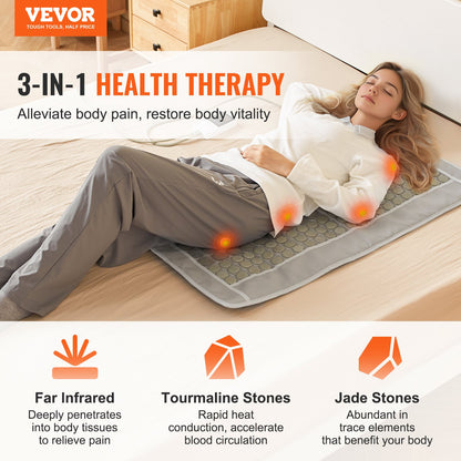 Far Infrared Heating Pad 132 Natural Jade 54 Tourmaline Stone Värmedyna