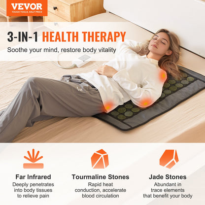 Far Infrared Heating Pad 48 Natural Jade & 24 Tourmaline Stone Heating Pad