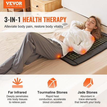 Far Infrared Heating Pad 108 Natural Jade 42 Tourmaline Stone Värmedyna