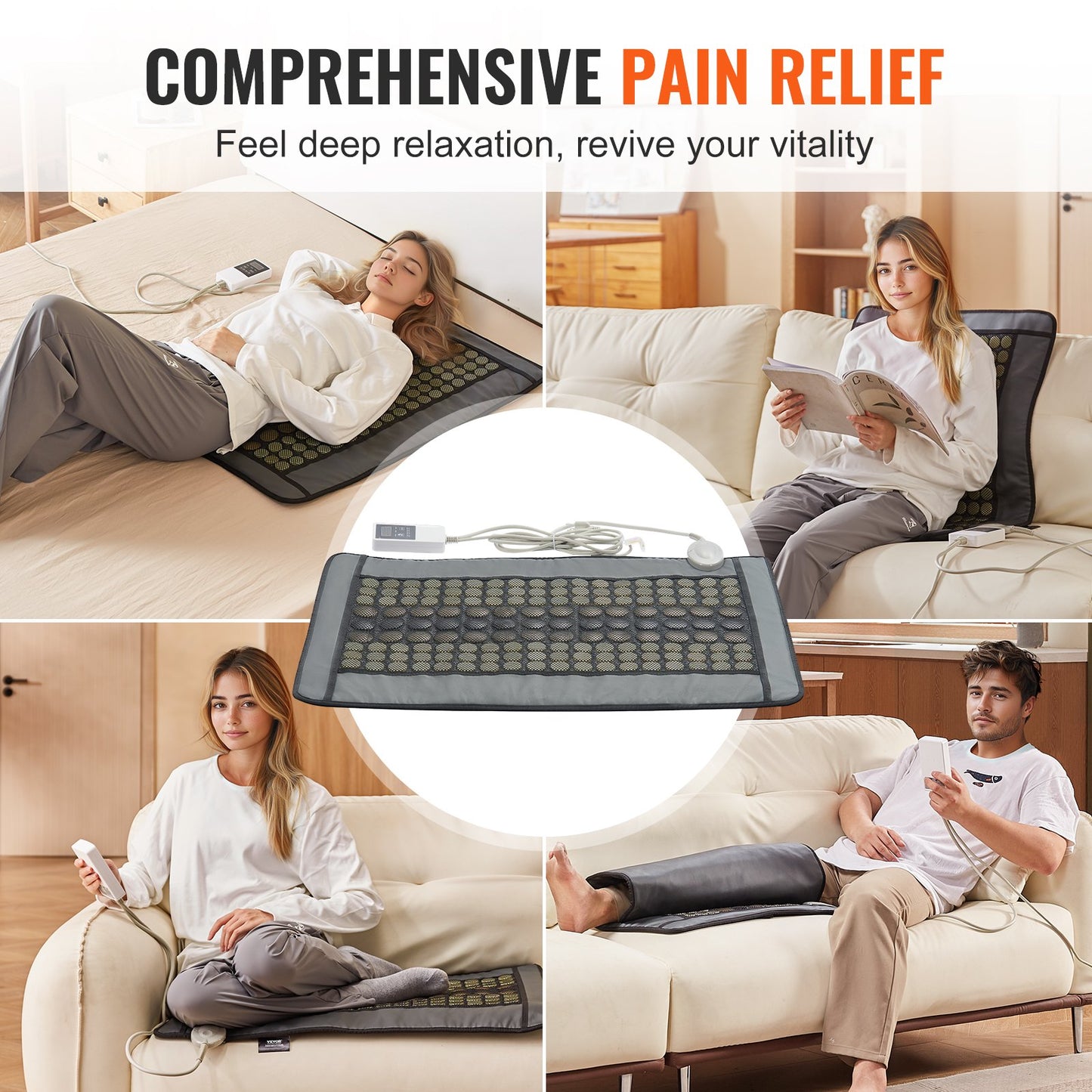 Far Infrared Heating Pad 108 Natural Jade 42 Tourmaline Stone Värmedyna