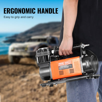 12V Heavy Duty Bärbar Luftkompressor Bildäck Inflator 7.06CFM 150PSI