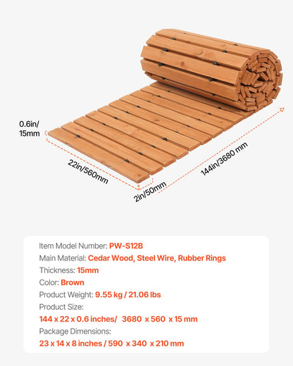 12 Fuß L x 22 Zoll B Gerader Gartenweg Ausrollbarer Gartenweg