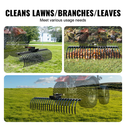 Tow behind landscape rake 60" Lawn Dethatcher Rake with 21 steel tines