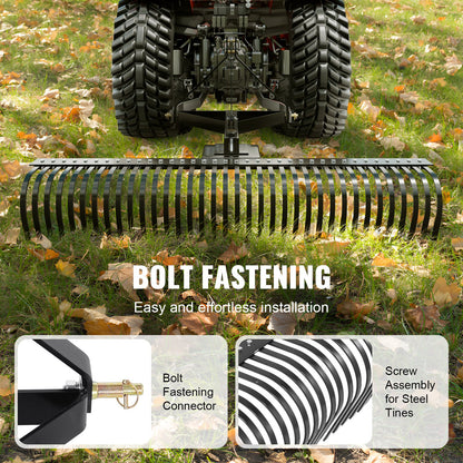 Tow Behind Dethatcher 72" 3-Point Lawn Dethatcher Rake with Accessories