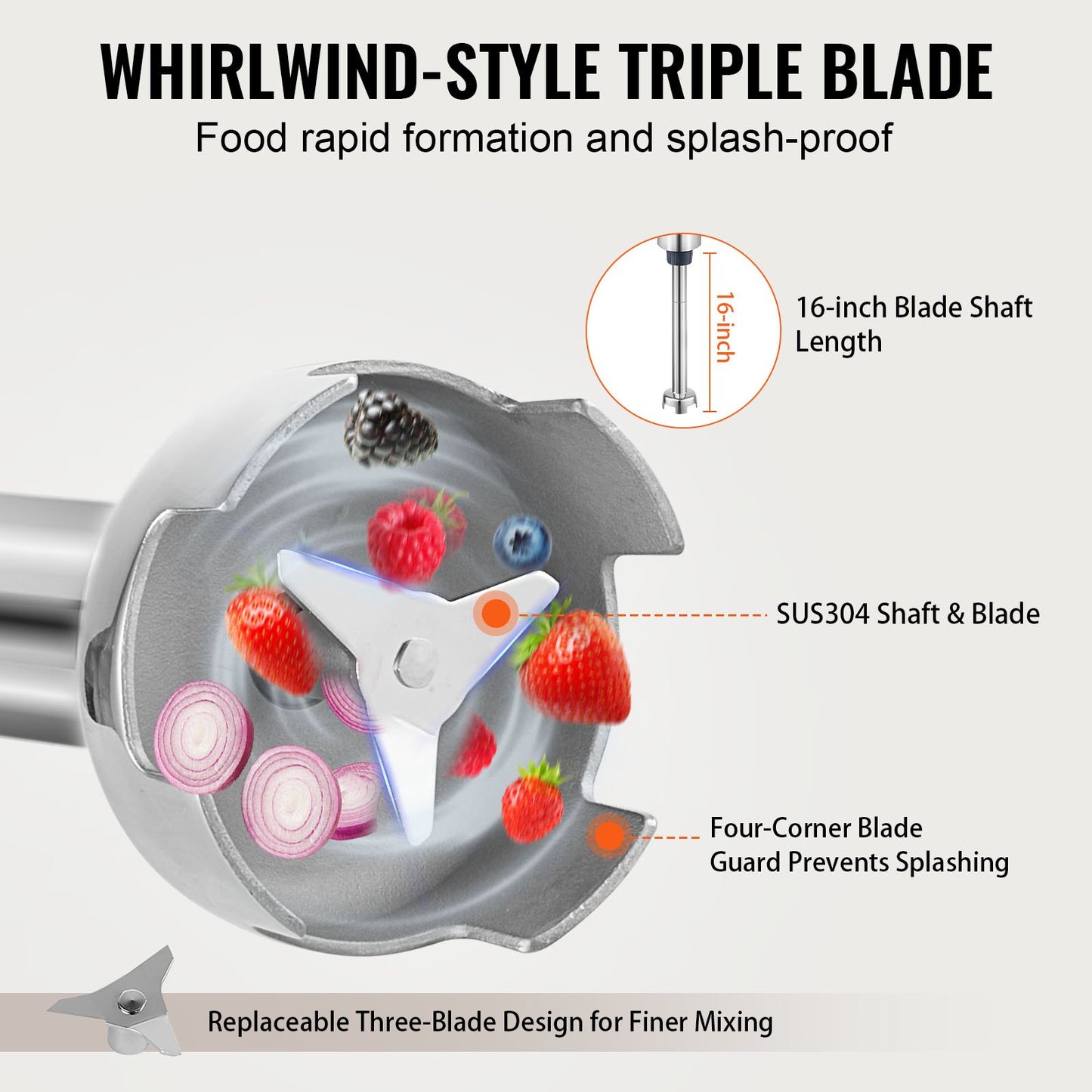 Kommerzieller Stabmixer, 500 W, Hochleistungs-Stabmixer für Suppensaucen