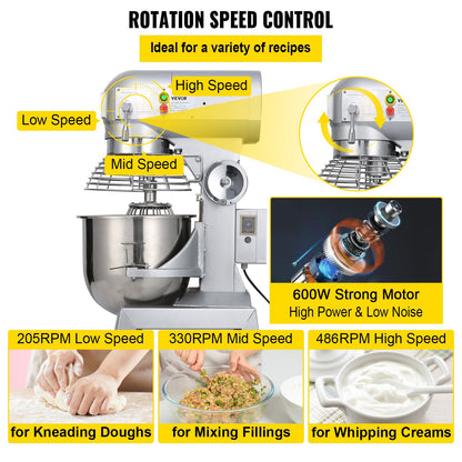 15Qt Kommersiell Heavy Duty stål 3-hastighets stativ mat/deg mixer