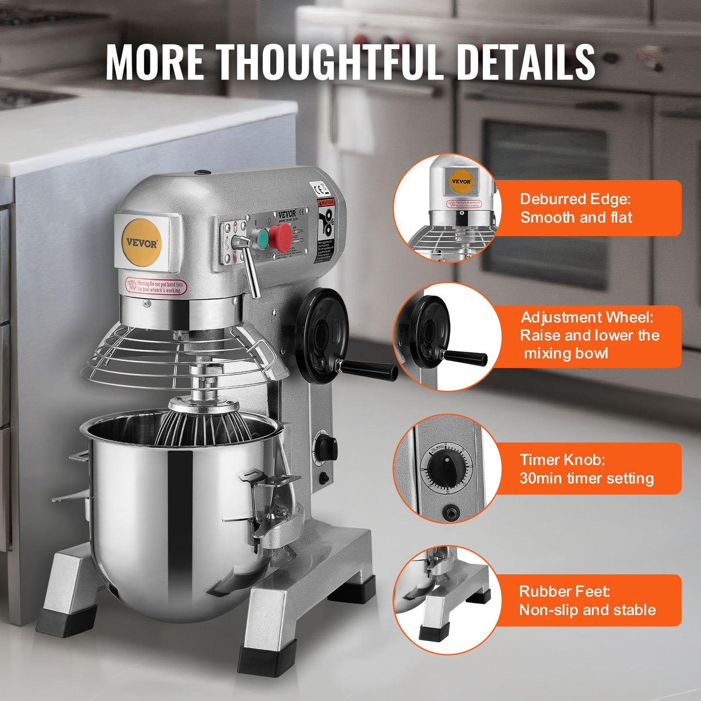 Commercial Food Mixer 18.7L 3-Speed Stand Dough Mixer 1100W for Restaurant
