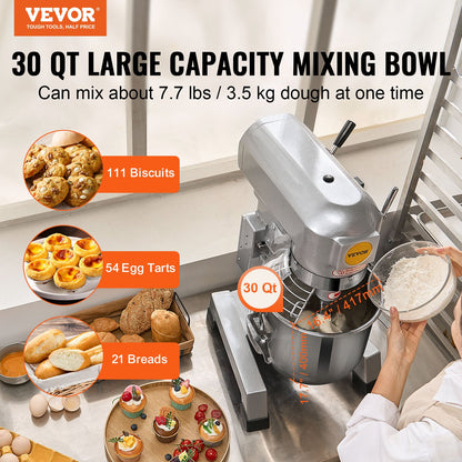 Commercial Food Mixer 28,5L 3-hastighets Stand Deg Mixer 1100W för restaurang
