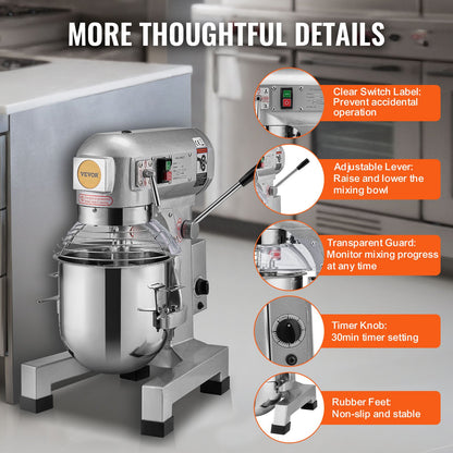 Commercial Food Mixer 28,5L 3-hastighets Stand Deg Mixer 1100W för restaurang