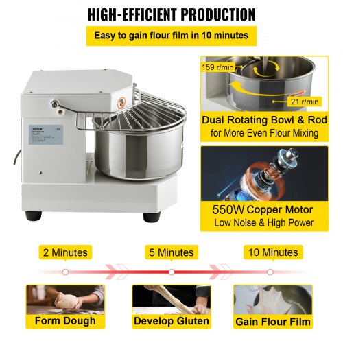 kommerzieller Teigmixer Spiralteigmixer mit 8,5-Qt-Edelstahlschüssel | EU