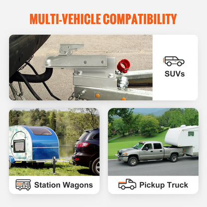 Rak släpvagnskoppling, för 2-tums dragkula, 2-tums kanal, 3500 lbs kapacitet, tung släpvagnskoppling, idealisk för bogsering av kombibilar, pickuptruckar, stadsjeepar, förzinkad yta