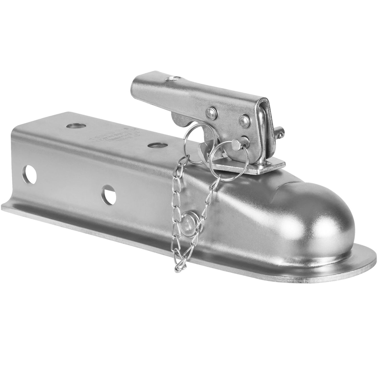 Rak släpvagnskoppling, för 2-tums dragkula, 2-tums kanal, 3500 lbs kapacitet, tung släpvagnskoppling, idealisk för bogsering av kombibilar, pickuptruckar, stadsjeepar, förzinkad yta