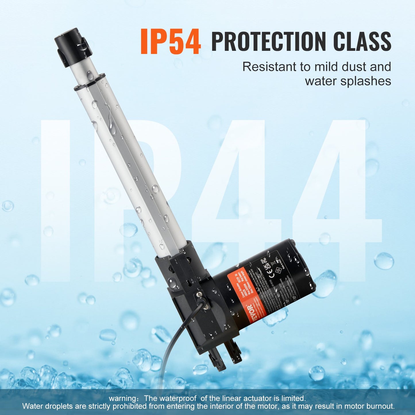 Linear Actuator 12V 8Inch Heavy Duty 1320lbs/6000N 0.19"/s IP44 Protection