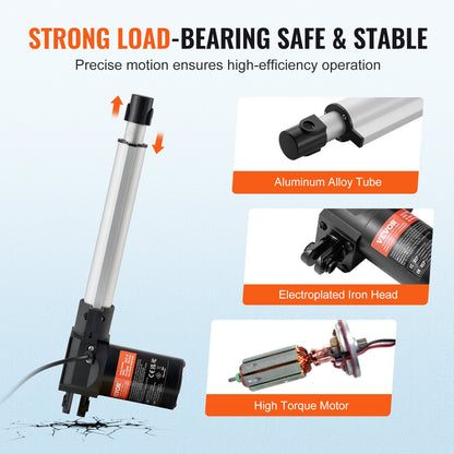 Linear Actuator 12V 8Inch Heavy Duty 1320lbs/6000N 0.19"/s IP44 Protection