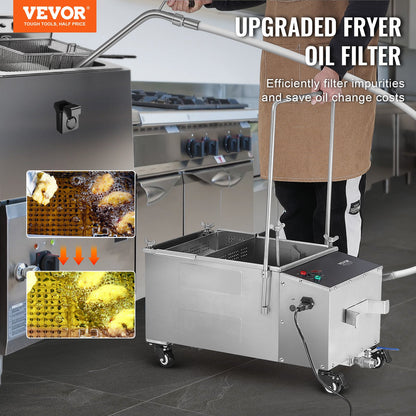 Mobilt fritösfilter, 38L oljetankkapacitet, oljefiltreringssystem med 10 l/min oljefiltreringshastighet, mobilt frityroljefiltreringssystem med svängbara hjul, oljeslang för restaurangburgare