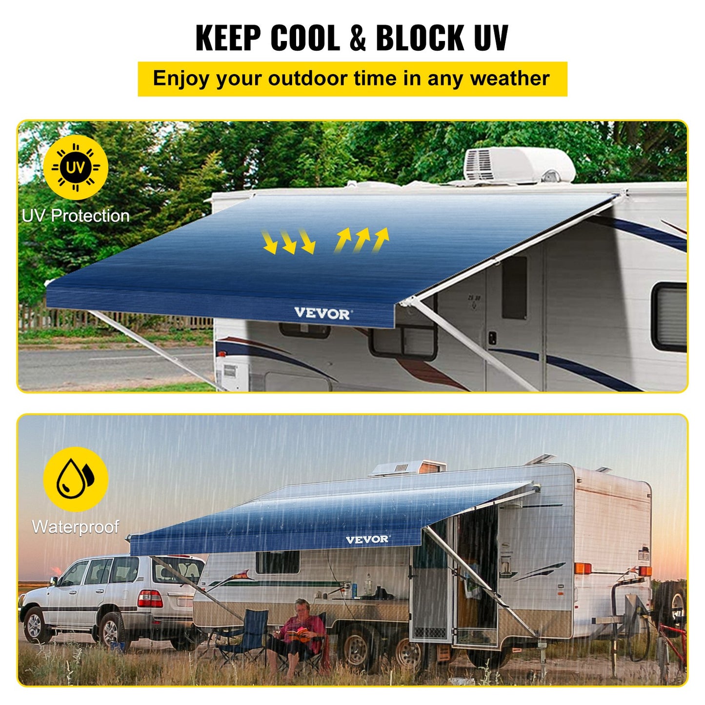 RV Markistyg RV Camper Trailer Ersättningstyg 18 ft Slate Blue