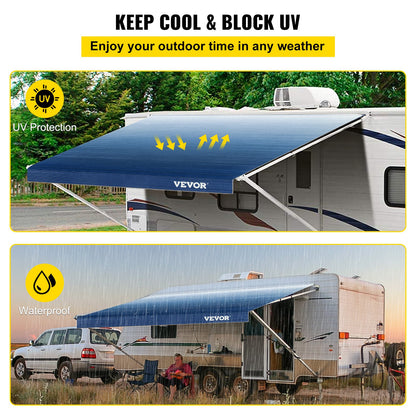 RV Markistyg RV Camper Trailer Ersättningstyg 18 ft Slate Blue