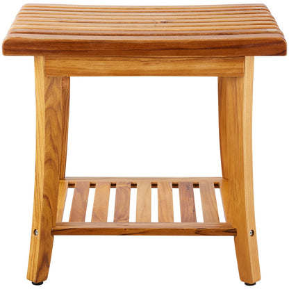 Teak shower bench 20 x 14.3 x 17.9 wooden shower stool chair for bathroom
