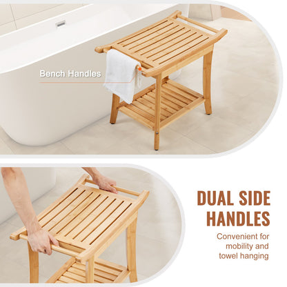 Bambu duschbänk 24 x 13,8 x 18,9 i duschpallsstol för badrum