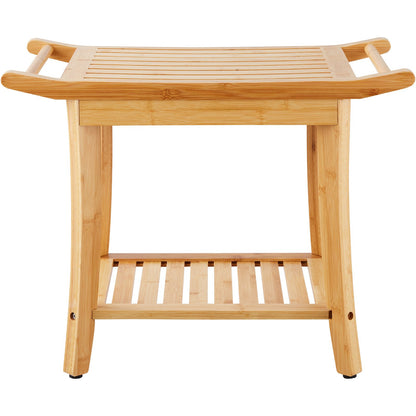 Bambu duschbänk 24 x 13,8 x 18,9 i duschpallsstol för badrum